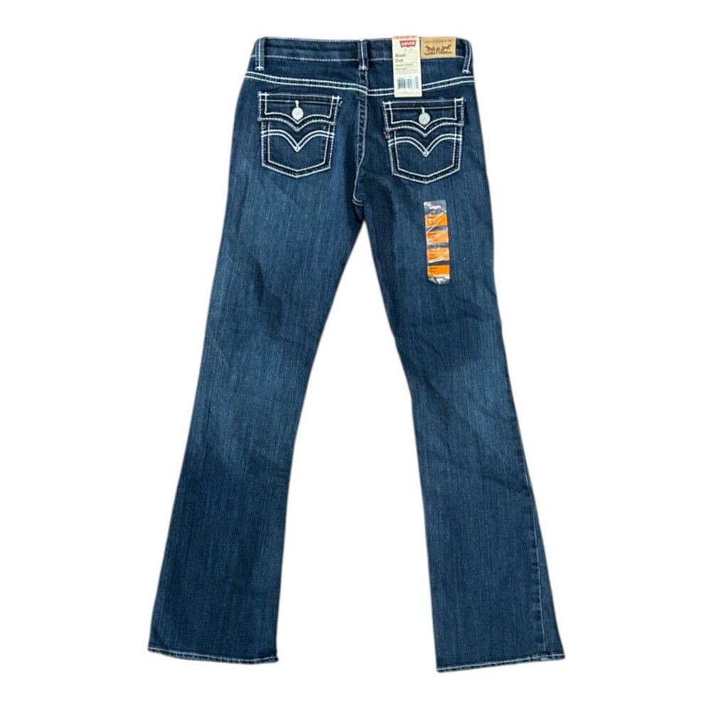 NEW Levis Bootcut Jeans Girls 14 Slim Dark Wash Denim Kids Stretch Summer Style - Picture 7 of 12